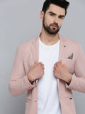 Men's Pink Solid Single-Breasted Blazers