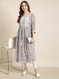 Women's Anarkali Lavender Floral Kurta