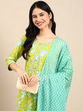 Women's Lime Green Kurta Set with Dupatta