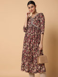 Women's Floral Maroon Anarkali Kurta