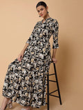 Women's Floral Black Anarkali Kurta