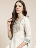 Women's Off White Floral Printed Anarkali Kurta Set
