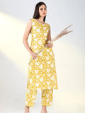 Women's Yellow Floral Straight Kurta Set