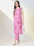Women's Purple Floral Straight Kurta Set