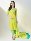 Women's Yellow Floral Straight Kurta Set with Dupatta