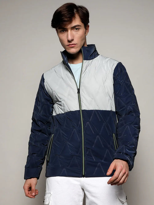 Contrast V Quilted Puffer Jacket