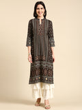 Women's Olive Printed Regular Gotta Patti Kurta Set with Sharara