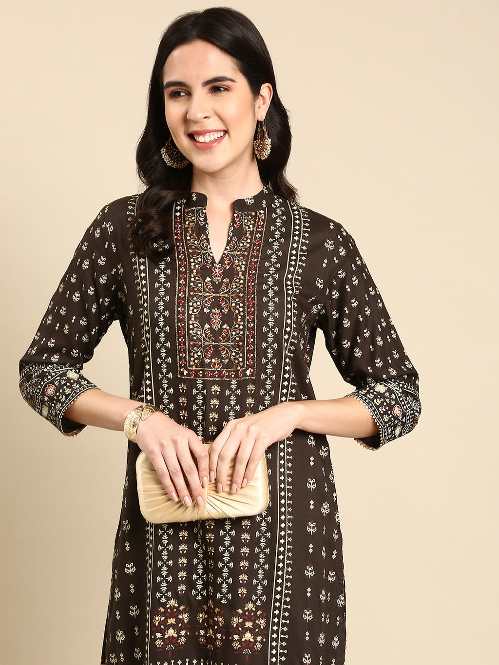 Women's Olive Printed Regular Gotta Patti Kurta Set with Sharara