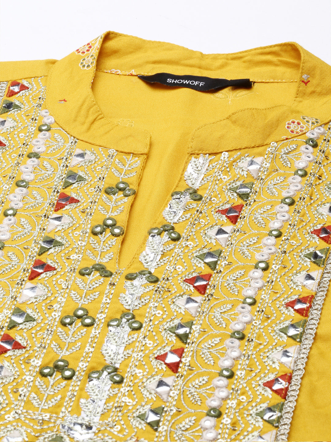 Women's Mustard Ethnic Motifs Printed Empire Kurta Set With Dupatta
