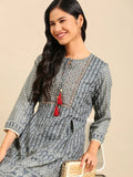 Women's Graphic Grey A-Line Kurta Set