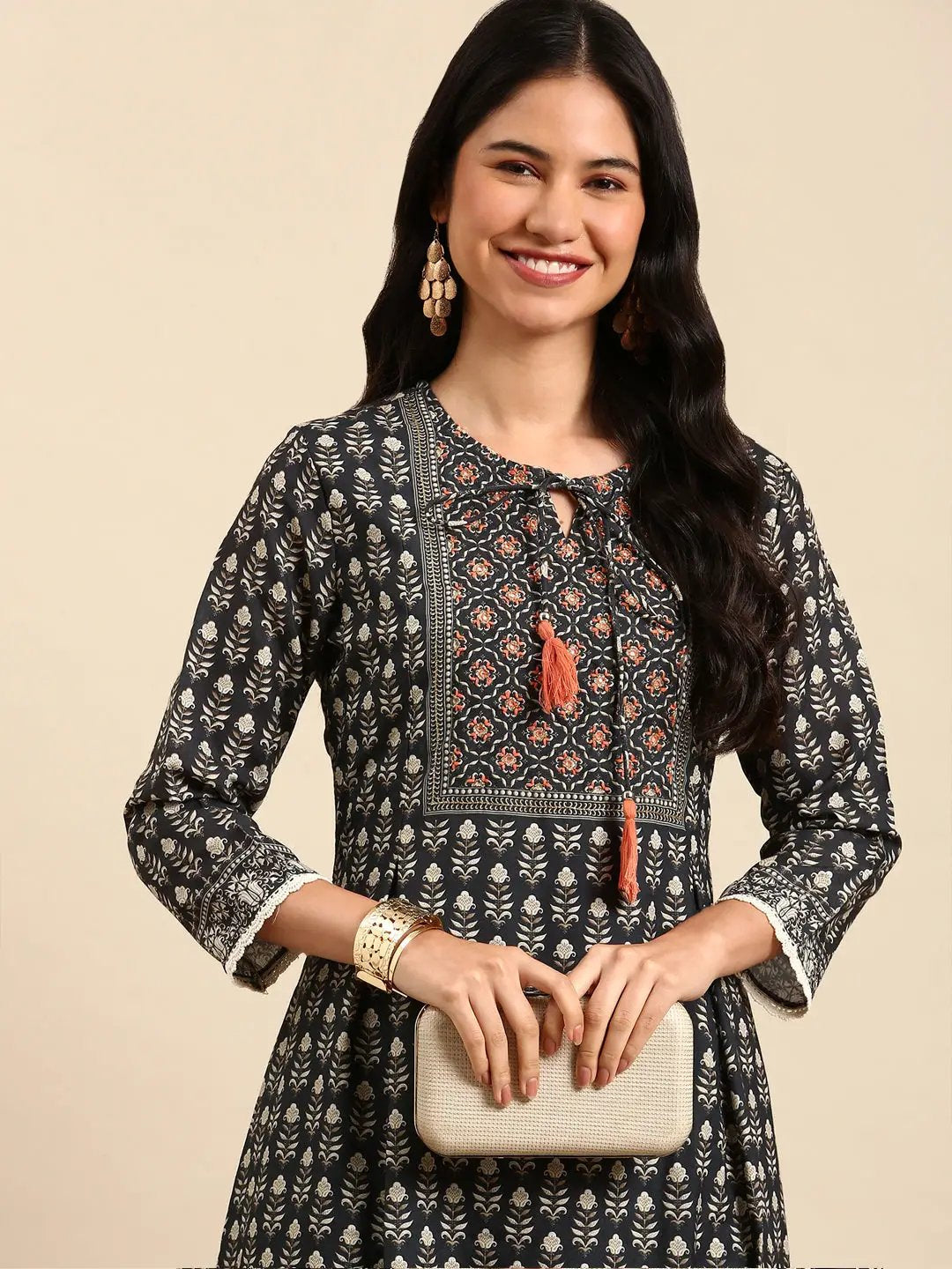 Women's Graphic Green A-Line Kurta Set