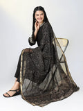 Women's Black Solid A Line Kurta Set with Dupatta