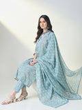 Women's Blue Floral Straight Kurta Set with Dupatta