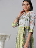 Women's Blue Floral Printed Anarkali Kurta
