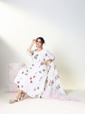 Women's Floral Ethnic White Straight Kurta Set with Dupatta