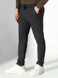 Men's Black Checked Slim Fit Trousers