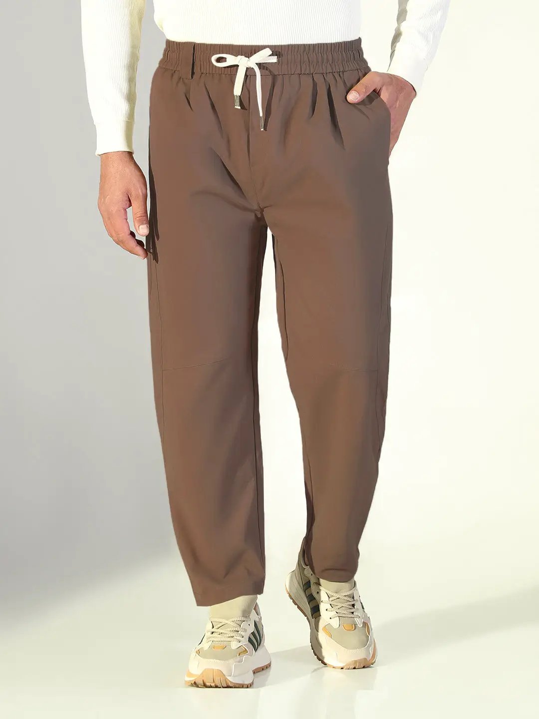 Men's Brown Relaxed Fit Korean Trouser