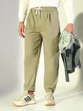 Men's Olive Solid Korean Trousers