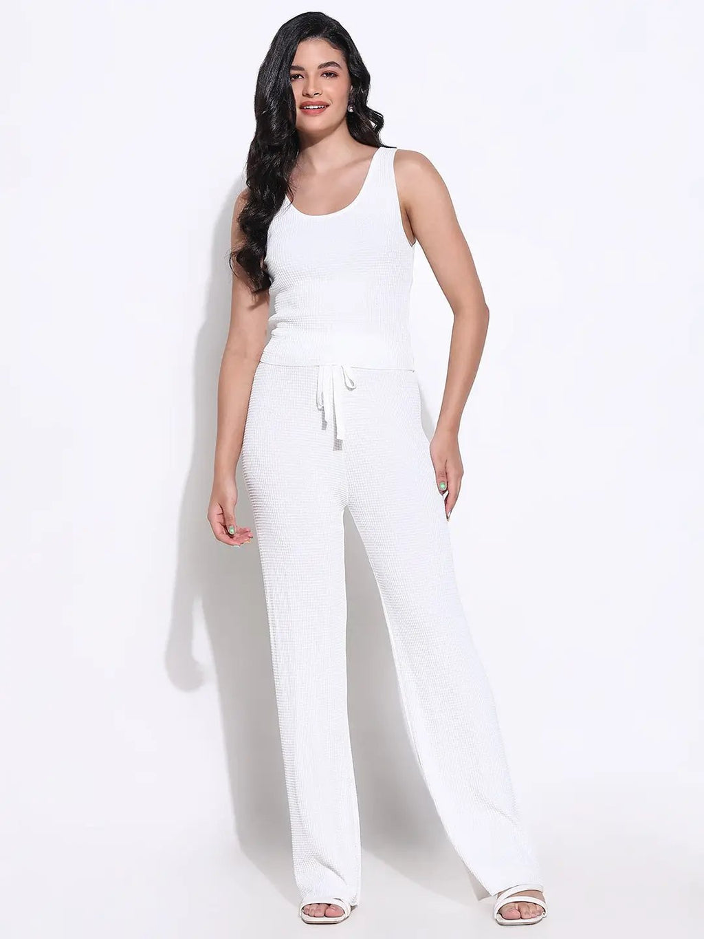 Women's Textured White Co-Ords Set
