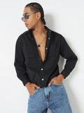Men's Solid Black Shacket
