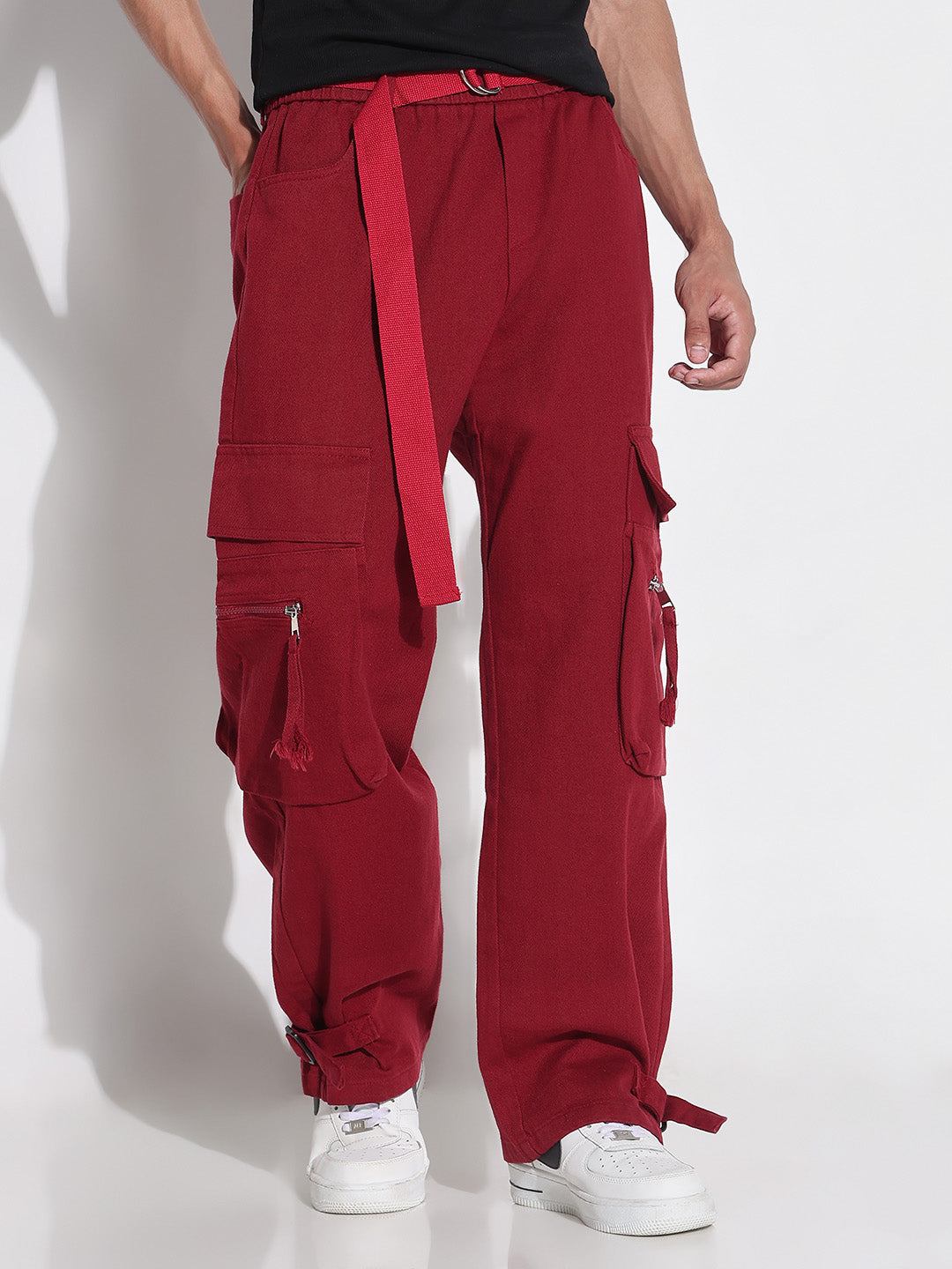 Men's Red Baggy Cargos Jeans