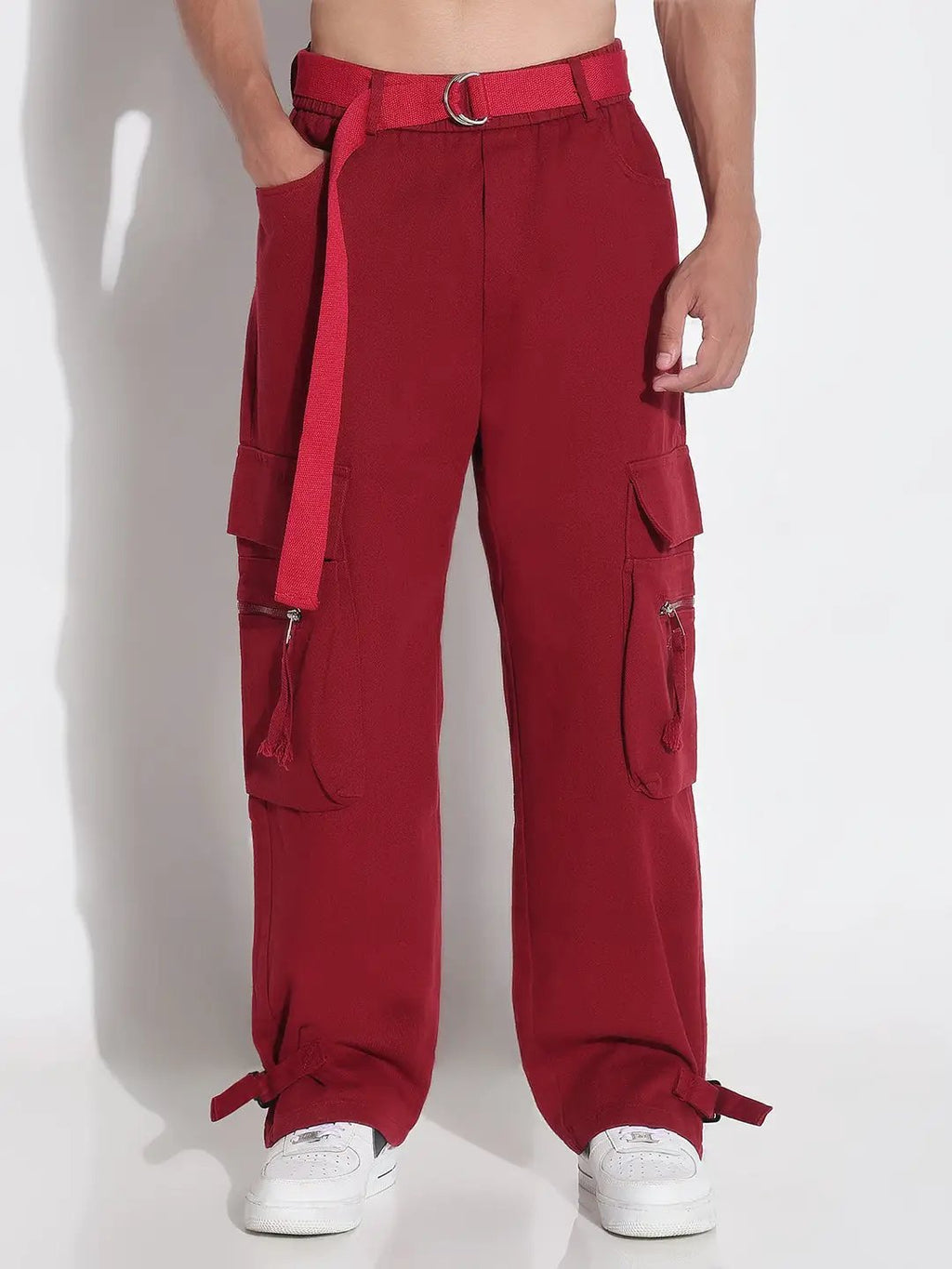 Men's Red Baggy Cargos Jeans
