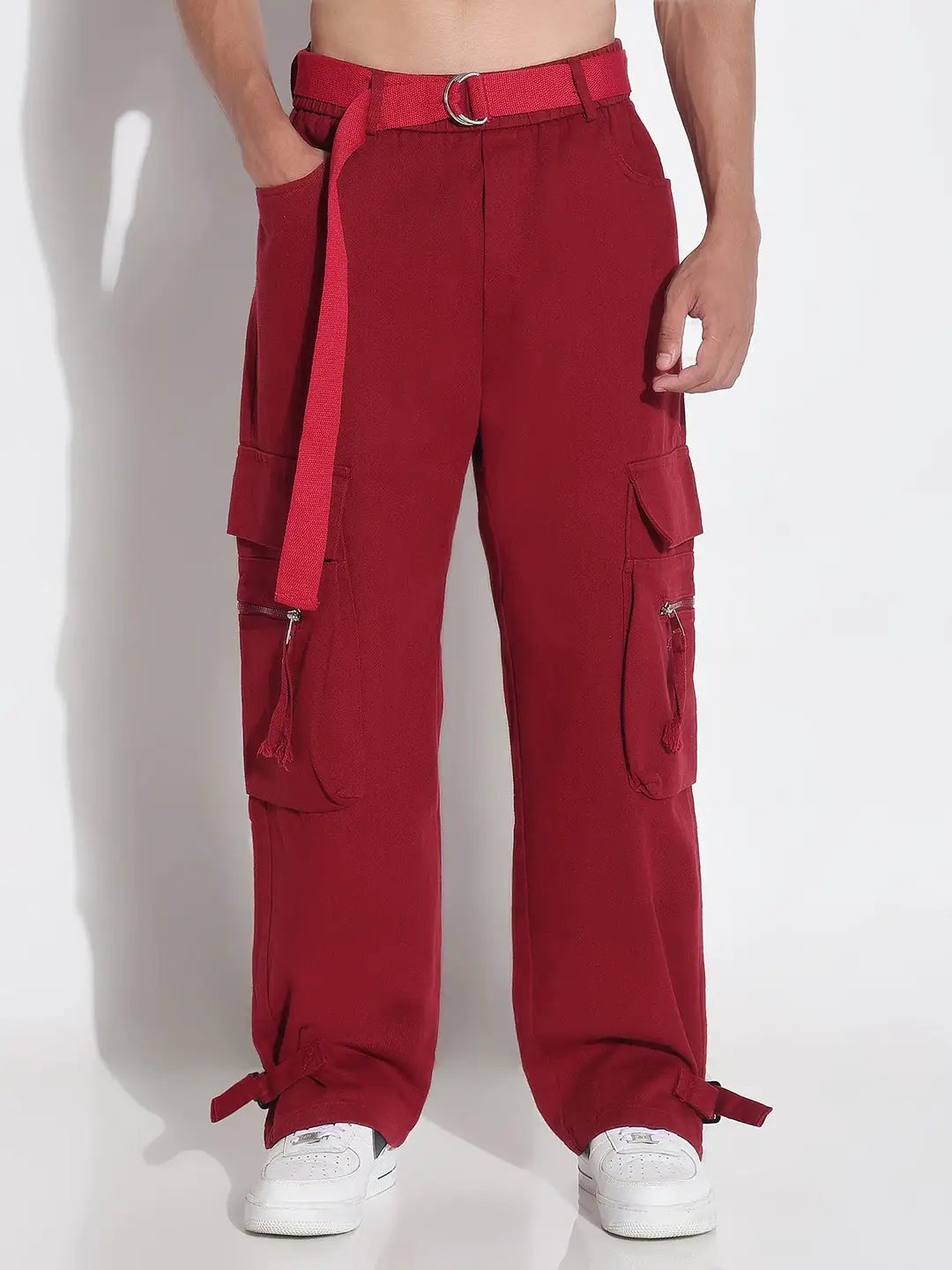 Men's Red Baggy Cargos Jeans