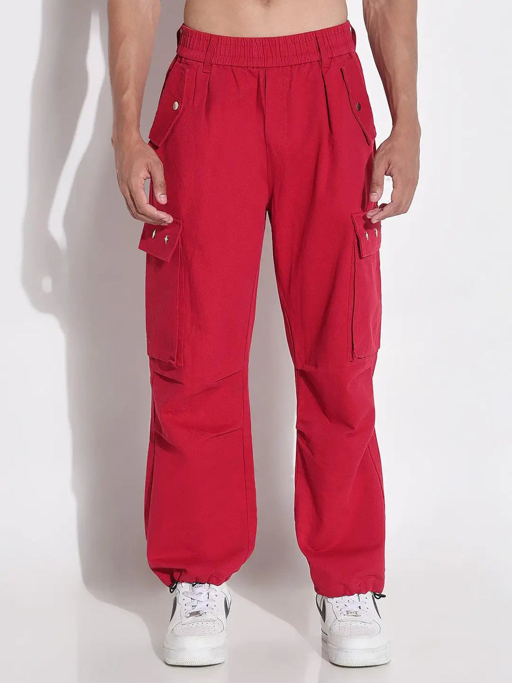 Men's Red Baggy Cargos Jeans