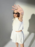 Women's White Balloon Top with Mini Skirt Co-Ords Set
