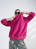 Women's Pink Round Neck Oversized Sweatshirt