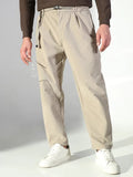 Men's Beige Solid Trousers