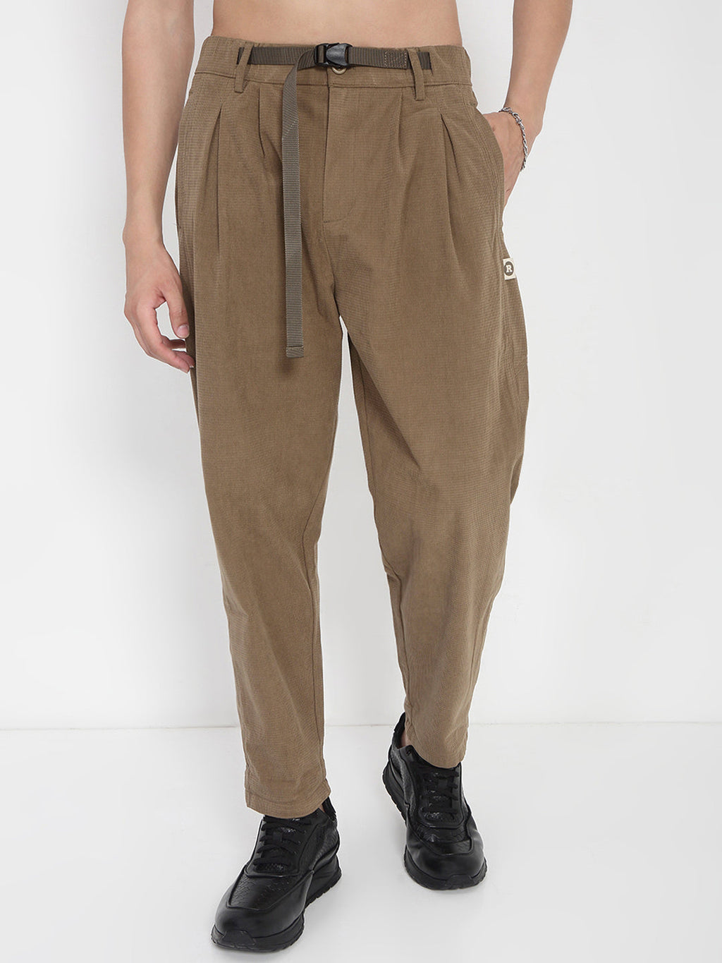 Men's Brown Corduroy Relaxed Fit Trousers