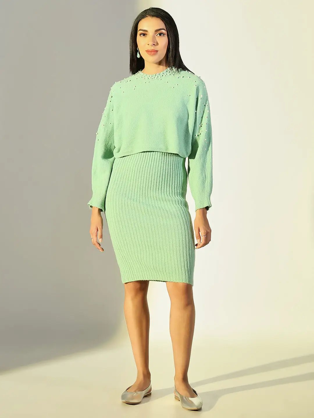 Women's Green Casual Bodycon Dress