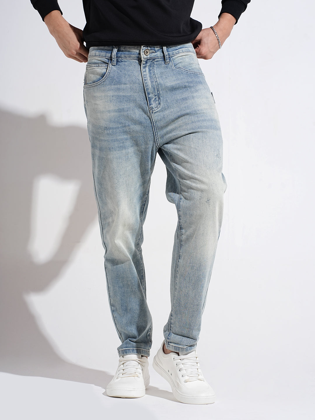 Men's Blue Regular Fit Light Wash Denim Jeans
