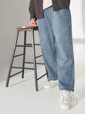 Men's Blue Relaxed Fit Elasticated Waist with Drawstring Jeans
