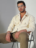 Men's Solid Cream Shacket