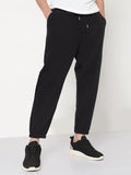 Men's Black Regular Fit Joggers with Elasticated Drawstring Waist