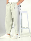 Men's Grey Solid Korean Trousers