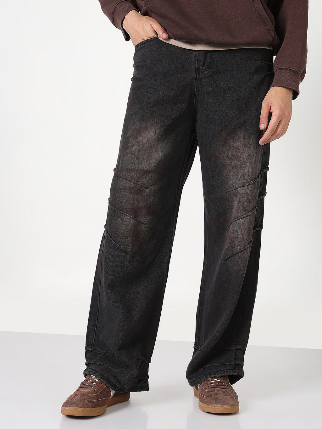 Men's Black Baggy Fit Clean Look Jeans