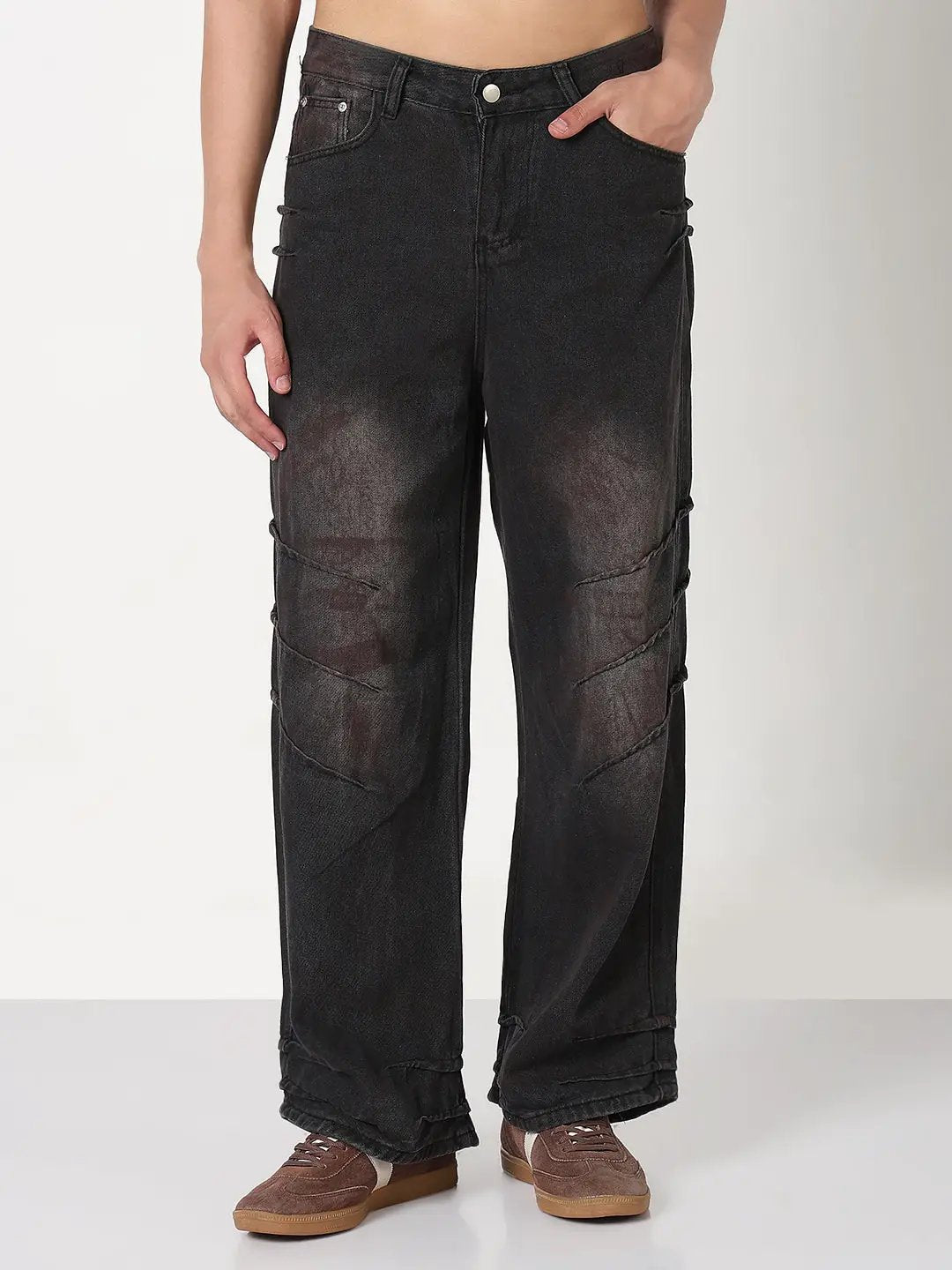 Men's Black Baggy Fit Clean Look Jeans