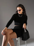 Women's Black Solid Co-Ords Set