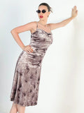 Women's Sleeveless Mauve Velvet Midi Cami Dress