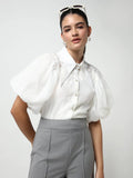 Women's Casual White Solid Shirt with Inner Slip