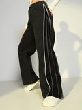 Women's Black Wide Leg Jeans with Zip Detail