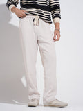 Men's Beige Regular Fit Trousers