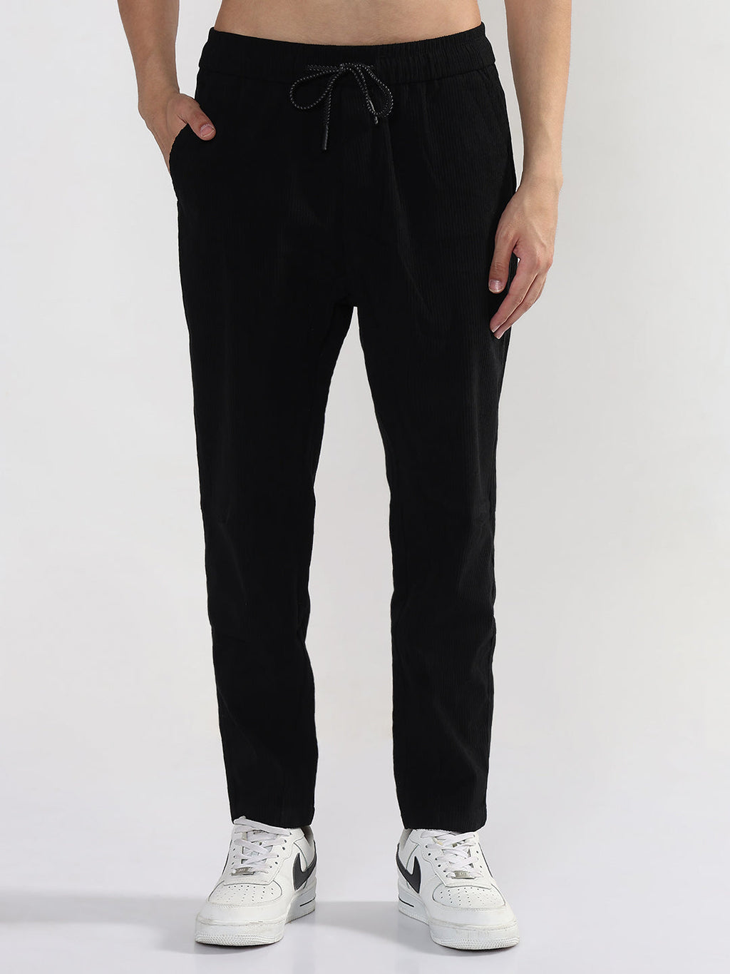 Men's Black Corduroy Relaxed Fit Trouser