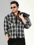 Men's Checked Black & Off White Shacket