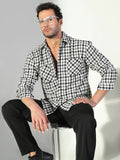 Men's Textured Checked Black Shacket