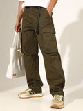 Men's Olive Cargo Trouser with Adjustable Waist