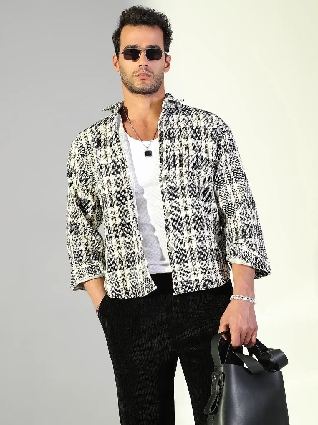 Men's Checked Black Shacket